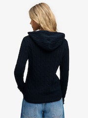 Superdry Blue Cotton Cable Hoodie - Image 5 of 8