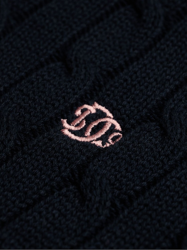 Superdry Blue Cotton Cable Hoodie - Image 8 of 8