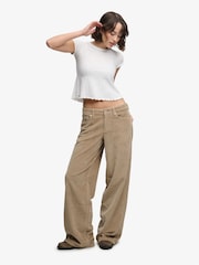 Superdry Tan Brown Mid Baggy Jumbo Cord Trousers - Image 1 of 5