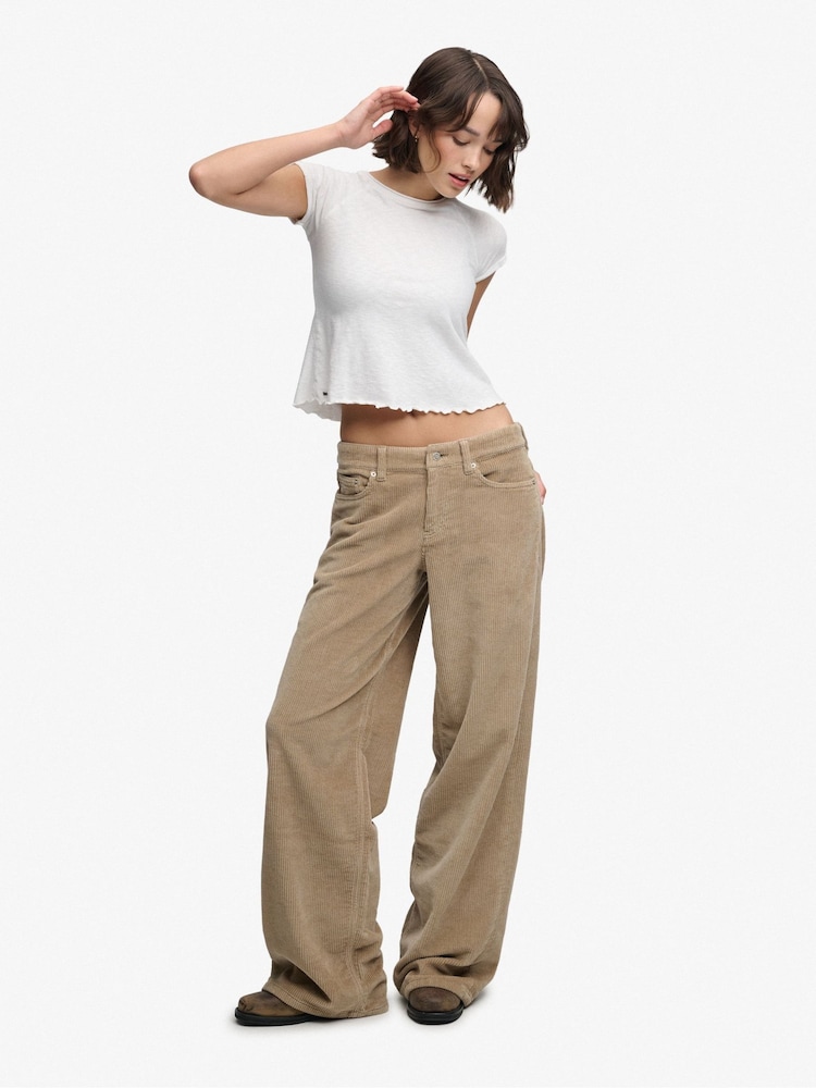 Superdry Tan Brown Mid Baggy Jumbo Cord Trousers - Image 1 of 5