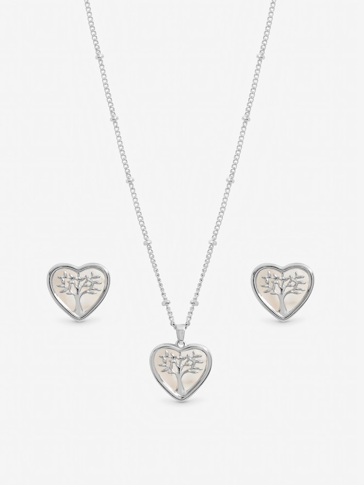 Inicio Sterling Silver Plated Mother of Pearl Tree Of Love Heart Set Gift Box - Image 2 of 2