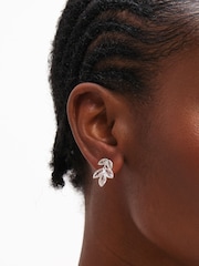 Inicio Sterling Silver Plated Crystal Floral Drop Earrings - Image 1 of 3
