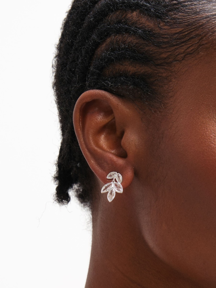 Inicio Sterling Silver Plated Crystal Floral Drop Earrings - Image 1 of 3