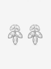 Inicio Sterling Silver Plated Crystal Floral Drop Earrings - Image 3 of 3