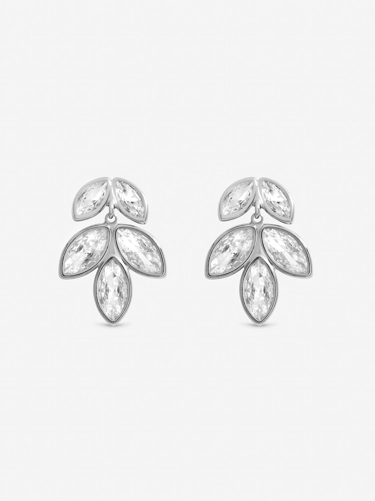 Inicio Sterling Silver Plated Crystal Floral Drop Earrings - Image 3 of 3