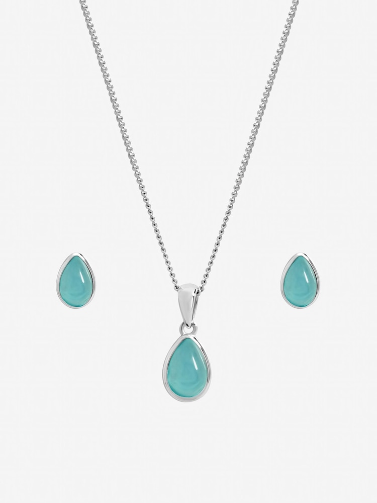 Inicio Silver Turquoise Peardrop Set Gift Box - Image 2 of 2 Inicio Silver Turquoise Peardrop Set Gift Box - Image 2 of 2