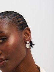 Inicio Sterling Silver Plated Mother of Pearl Celestial Heart Drop Earrings - Image 2 of 3