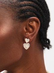 Inicio Sterling Silver Plated Mother of Pearl Celestial Heart Drop Earrings - Image 3 of 3