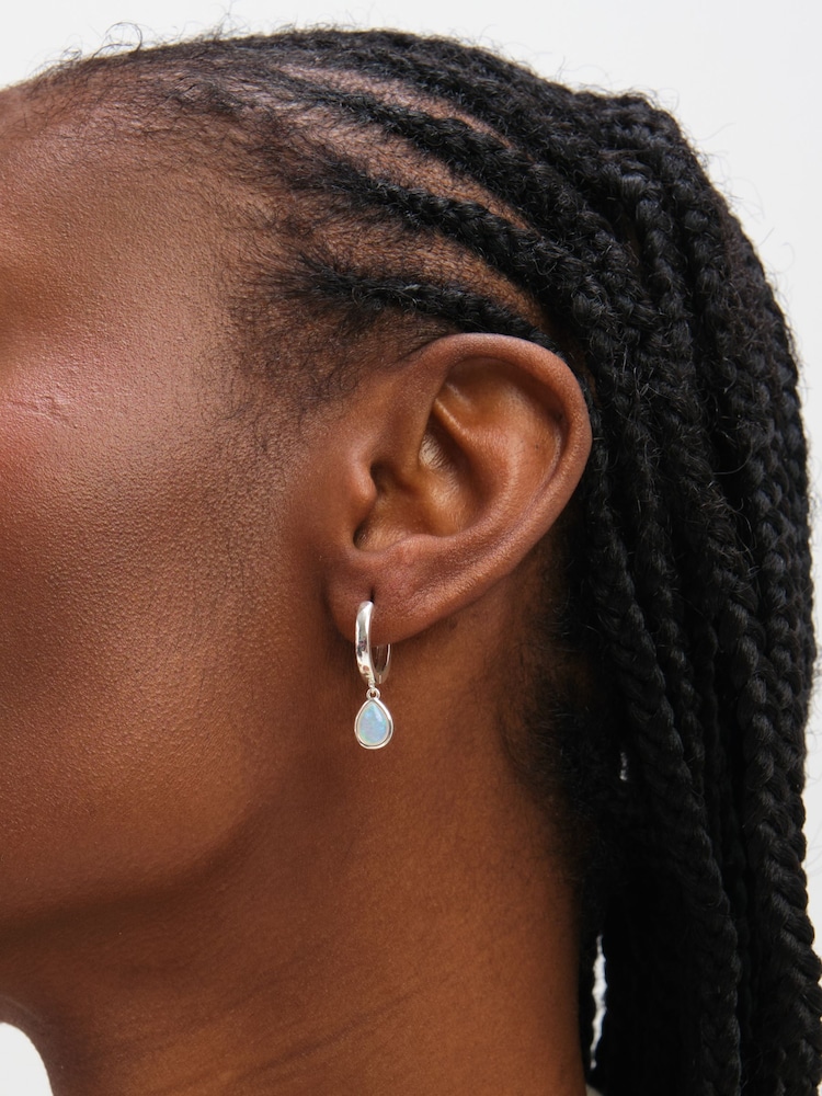 Inicio Opal Peardrop Charm Hoops - Imaginea 3 din 3