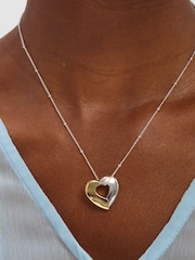Inicio Silver Two Tone Heart Necklace - Gift Pouch - Image 2 of 3