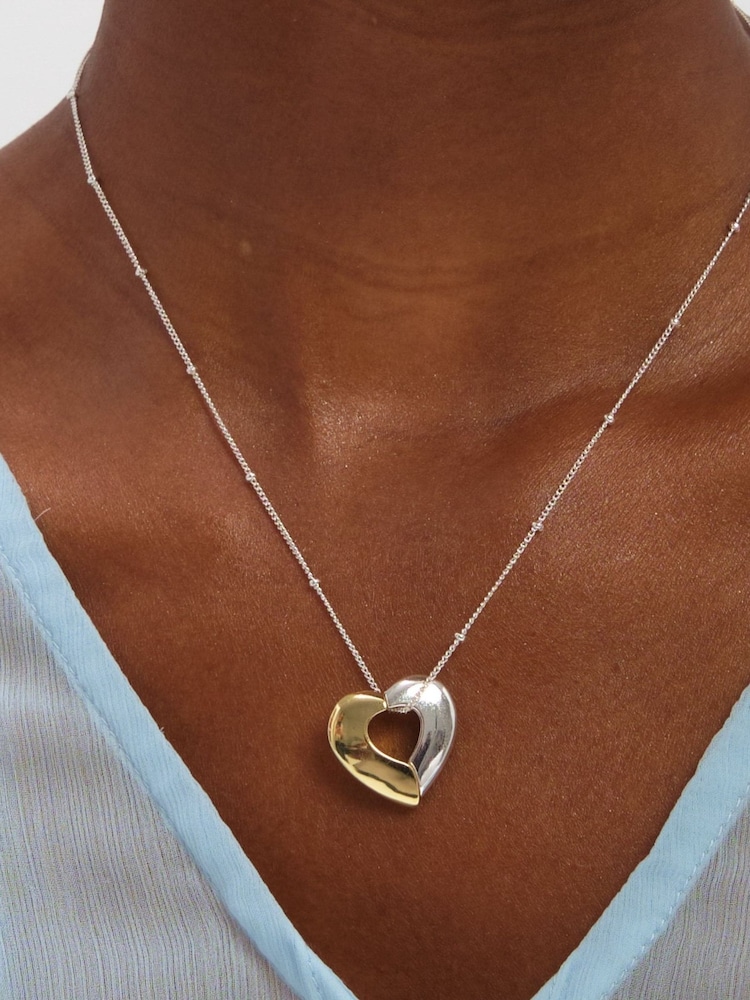 Inicio Silver Two Tone Heart Necklace - Gift Pouch - Image 2 of 3