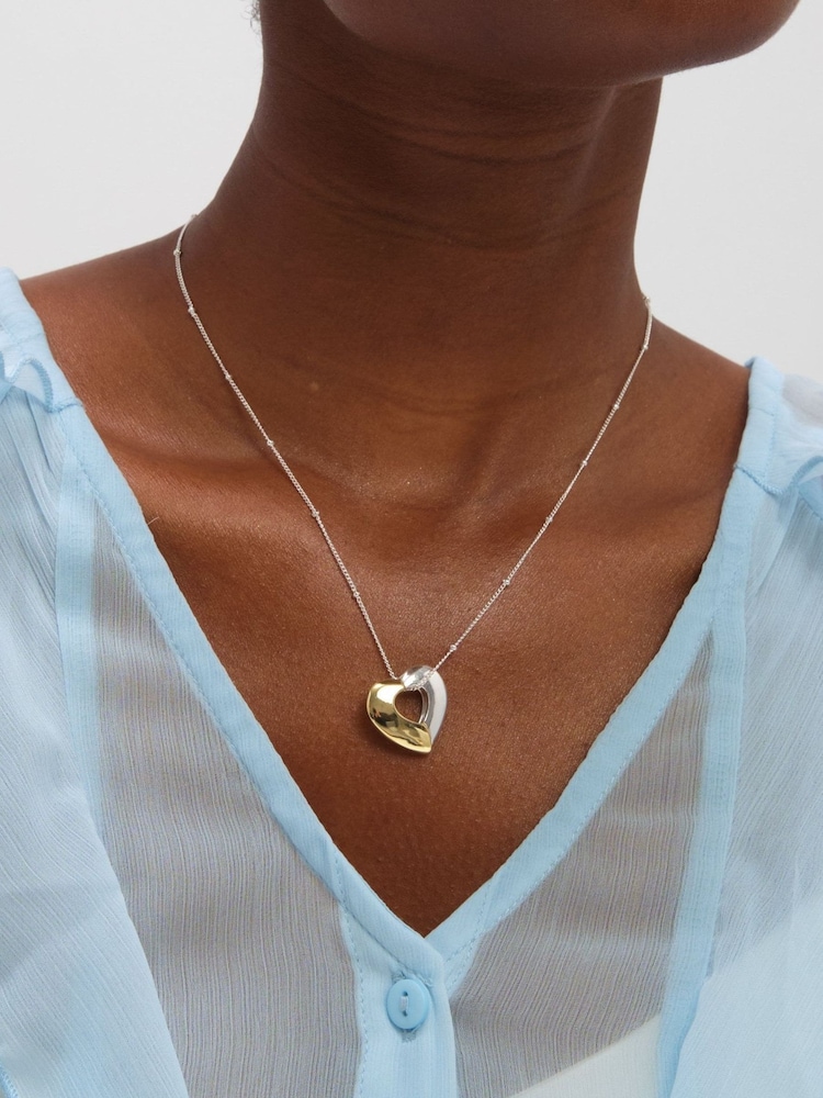 Inicio Silver Two Tone Heart Necklace - Gift Pouch - Image 3 of 3