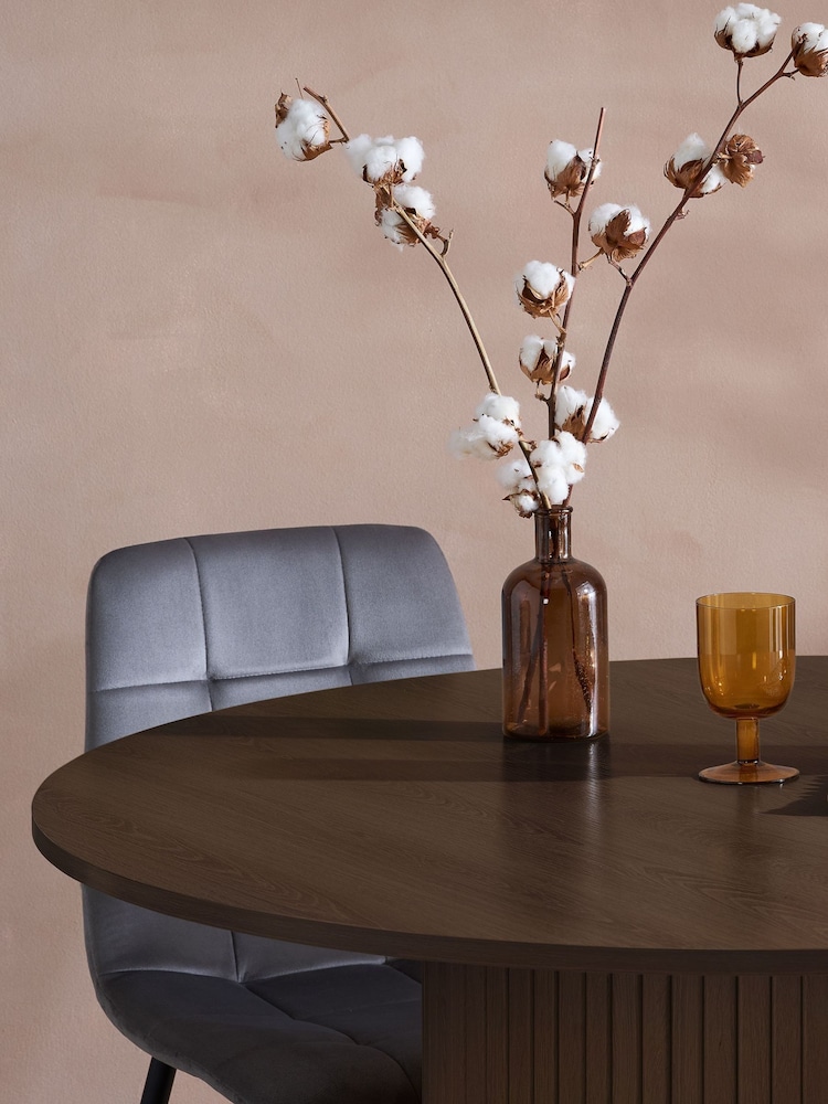 Birlea Walnut Axel Round Fluted Dining Table - Image 2 of 6 Birlea Walnut Axel Round Fluted Dining Table - Image 2 of 6