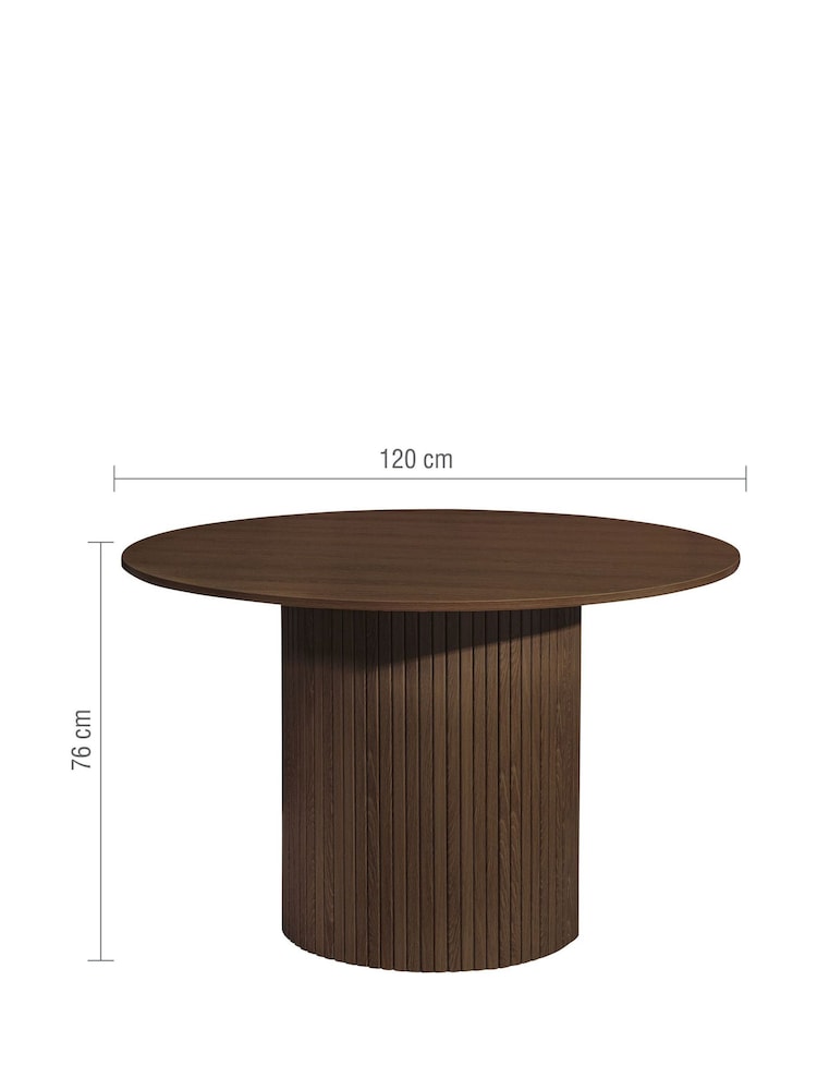 Birlea Walnut Axel Round Fluted Dining Table - Image 6 of 6 Birlea Walnut Axel Round Fluted Dining Table - Image 6 of 6