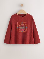 Brown Embroidered Butterfly Long Sleeve Top (3-16yrs) - Image 1 of 5
