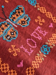 Brown Embroidered Butterfly Long Sleeve Top (3-16yrs) - Image 8 of 9