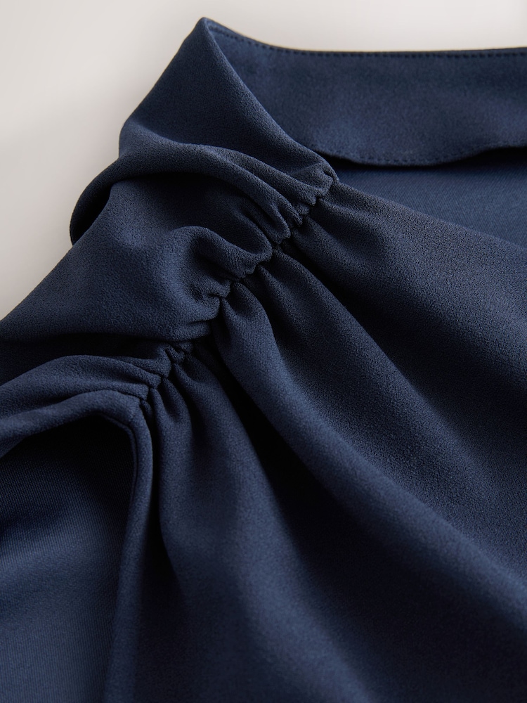 Navy Blue Ruched Occasion Jumpsuit - Image 3 of 3 Navy Blue Ruched Occasion Jumpsuit - Image 3 of 3