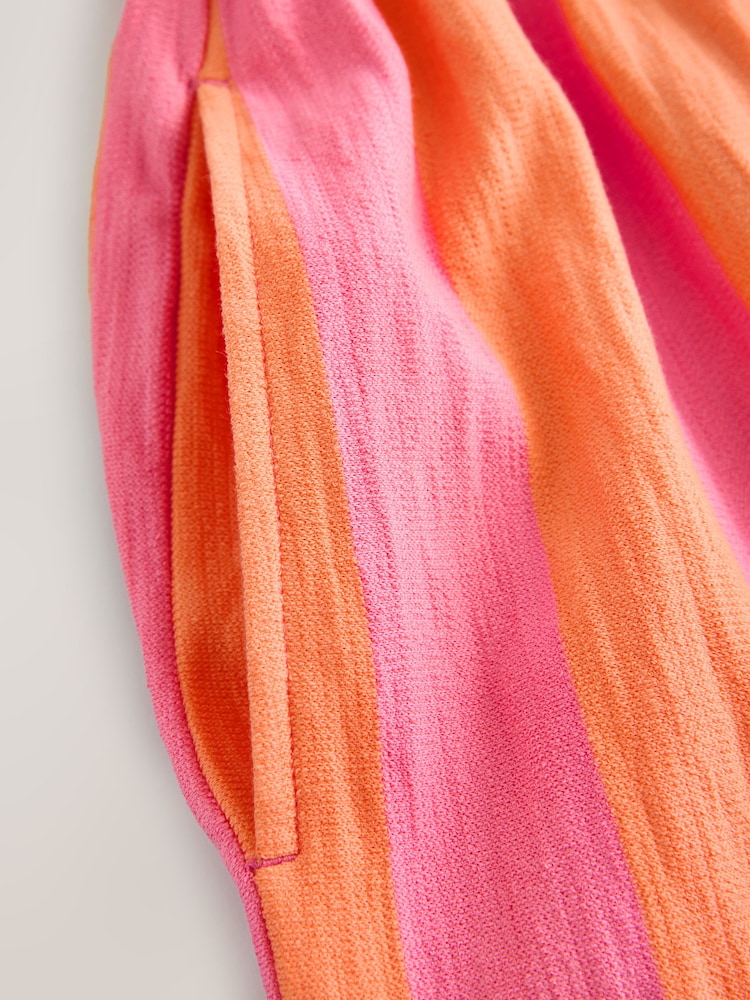 Pink/Orange Stripe Sleeveless Tie Waist Cotton Playsuit - Image 8 of 8 Pink/Orange Stripe Sleeveless Tie Waist Cotton Playsuit - Image 8 of 8