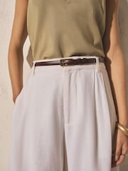 Chocolate Brown N. Premium Skinny Made In Italy Leather Belt - Image 1 of 7