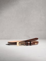 Chocolate Brown N. Premium Skinny Made In Italy Leather Belt - Image 4 of 7