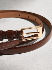 Chocolate Brown N. Premium Skinny Made In Italy Leather Belt - Image 5 of 7
