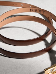 Chocolate Brown N. Premium Skinny Made In Italy Leather Belt - Image 6 of 7