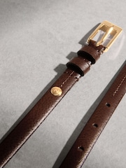 Chocolate Brown N. Premium Skinny Made In Italy Leather Belt - Image 7 of 7
