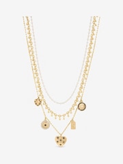 Mood Gold Tone Celestial Charm Multirow Necklace - Image 1 of 1