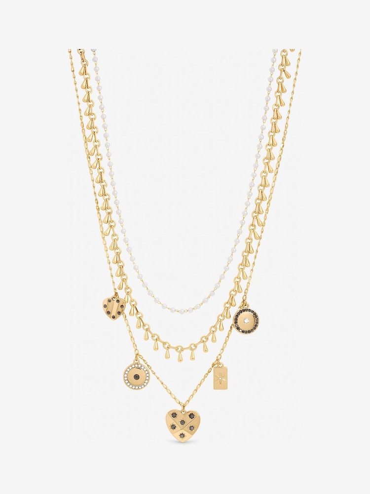 Mood Gold Tone Celestial Charm Multirow Necklace - Image 1 of 1