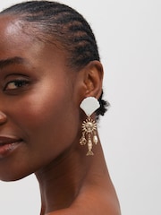 Mood Gold Tone Statement Shell Drop Earrings - Image 3 of 3