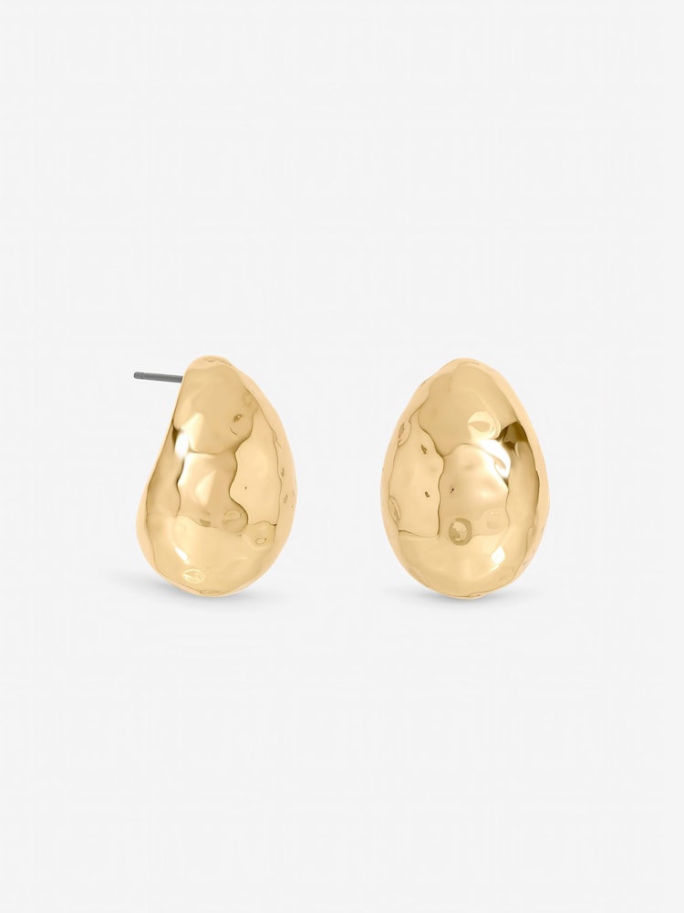 Mood Gold Tone Textured Dome Hoops - Image 1 of 3 Mood Gold Tone Textured Dome Hoops - Image 1 of 3