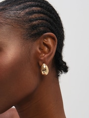 Mood Gold Tone Textured Dome Hoops - Image 2 of 3