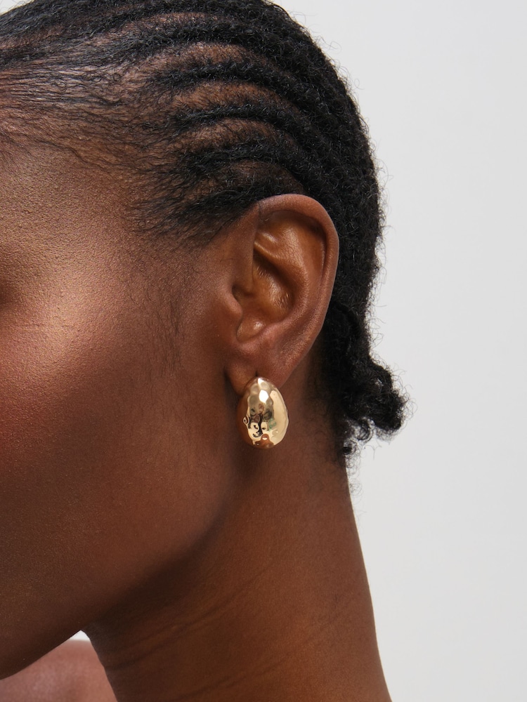 Mood Gold Tone Textured Dome Hoops - Image 2 of 3 Mood Gold Tone Textured Dome Hoops - Image 2 of 3