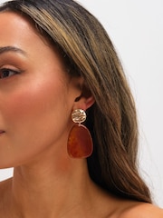 Mood Gold Tone And Resin Statement Drop Earrings - Image 2 of 2