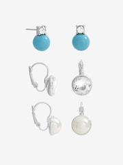 Mood Gold Tone Crystal and Pearl Charm Hoops - Pack of 3 - Image 1 of 3