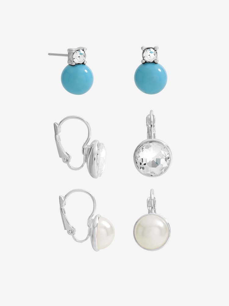 Mood Gold Tone Crystal and Pearl Charm Hoops - Pack of 3 - Image 1 of 3 Mood Gold Tone Crystal and Pearl Charm Hoops - Pack of 3 - Image 1 of 3