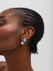 Mood Gold Tone Crystal and Pearl Charm Hoops - Pack of 3 - Image 2 of 3