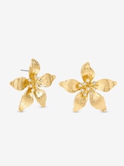 Mood Gold Tone Polished Statement Floral Earrings - Image 1 of 1