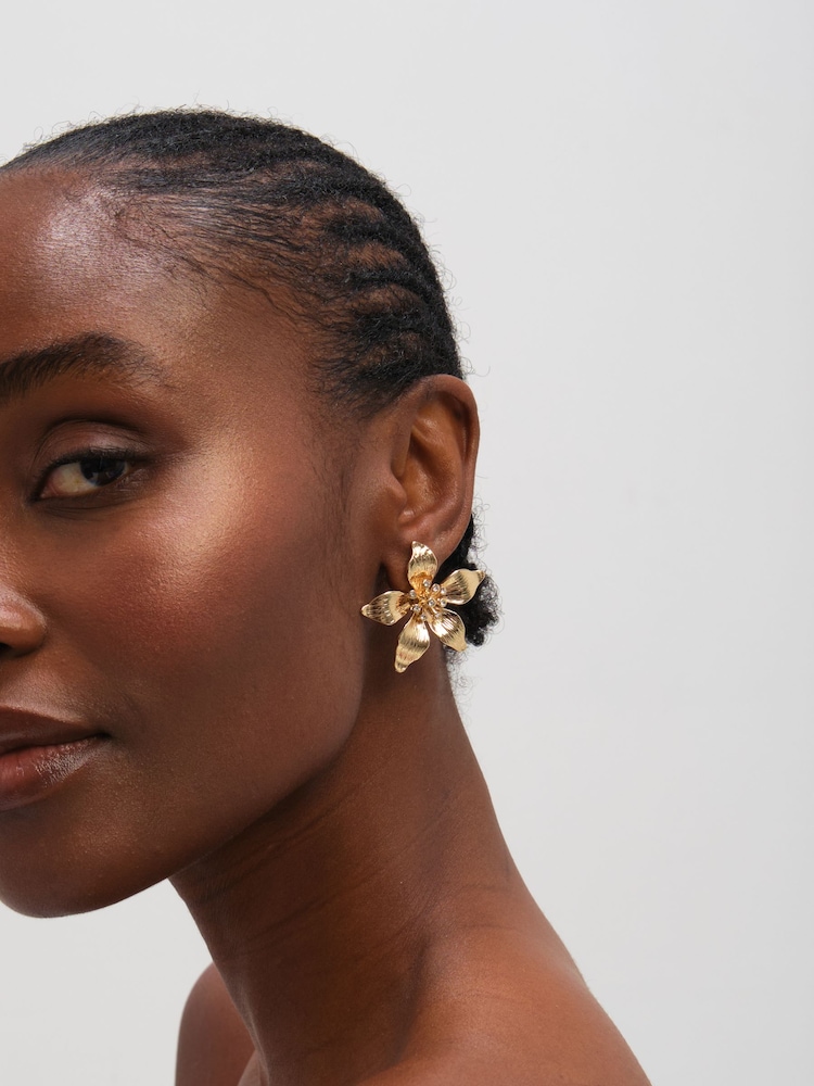 Mood Polished Statement Floral Earrings - 2 paveikslėlis iš 3