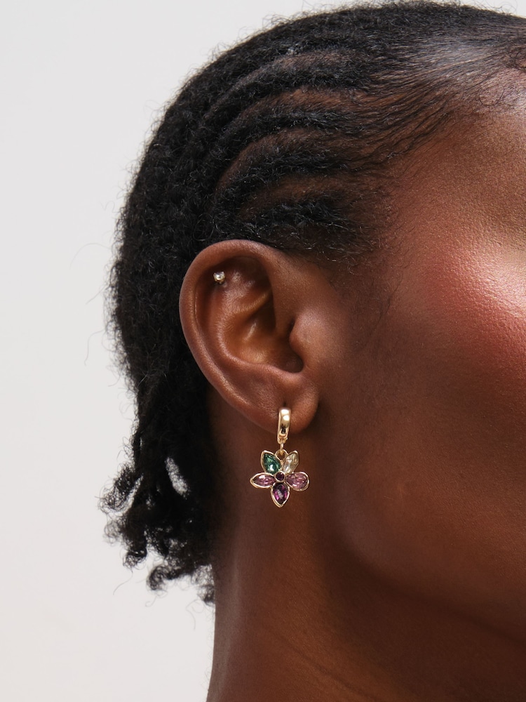 حزمة من 3 أقراط بطبعة زهور متعددة الألوان من Mood - Image 2 of 4