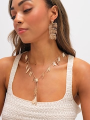 Mood Gold Tone Leaf Y Necklace - Image 2 of 3