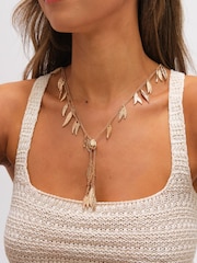 Mood Gold Tone Leaf Y Necklace - Image 3 of 3