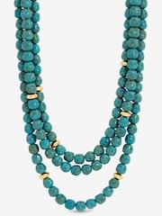 Mood Gold Tone Turquoise Bead Statement Multirow Necklace - Image 1 of 3