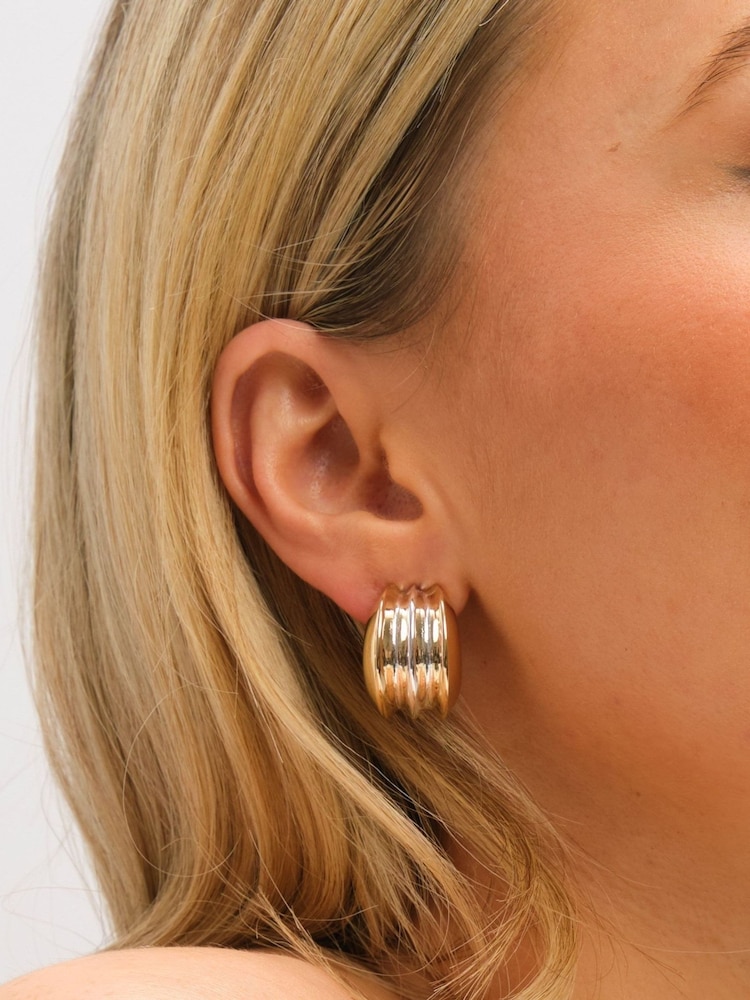 Mood Gold Two Tone Dome Earrings - Image 2 of 2