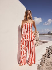 Red/White Sun Stripe Print Longline Bandeau Top - Image 2 of 7