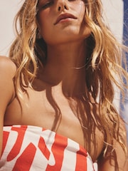 Red/White Sun Stripe Print Longline Bandeau Top - Image 4 of 7