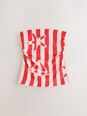 Red/White Sun Stripe Print Longline Bandeau Top - Image 5 of 7