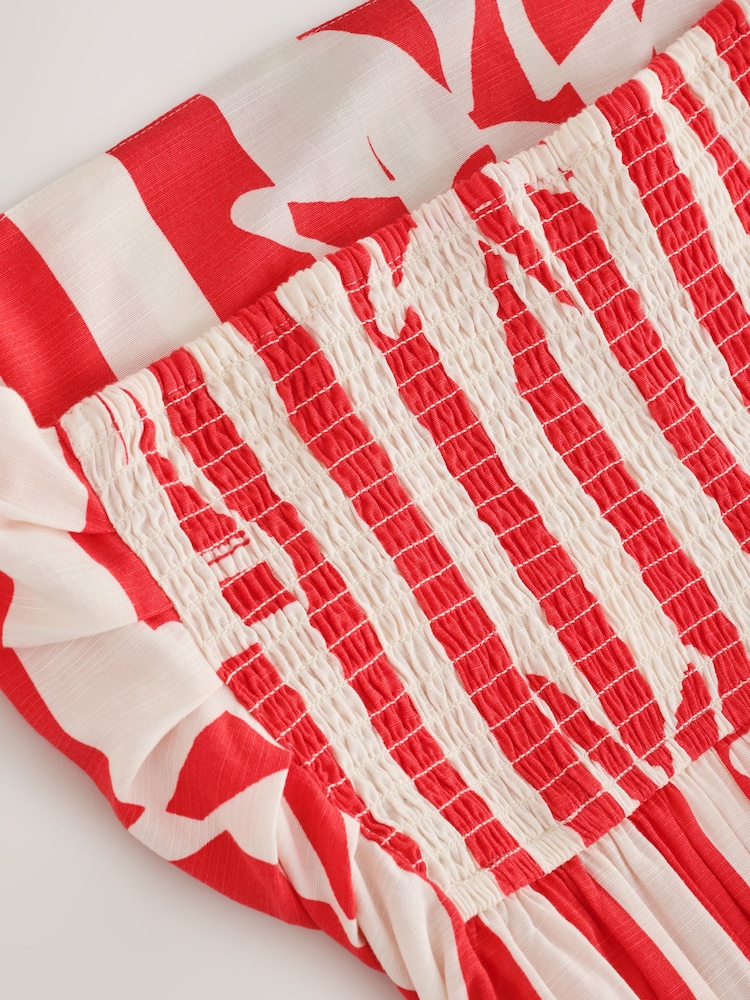 Red/White Sun Stripe Print Longline Bandeau Top - Image 7 of 7