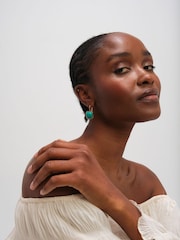 Mood Gold Tone Turquoise Stone Drop Earrings - Image 3 of 3