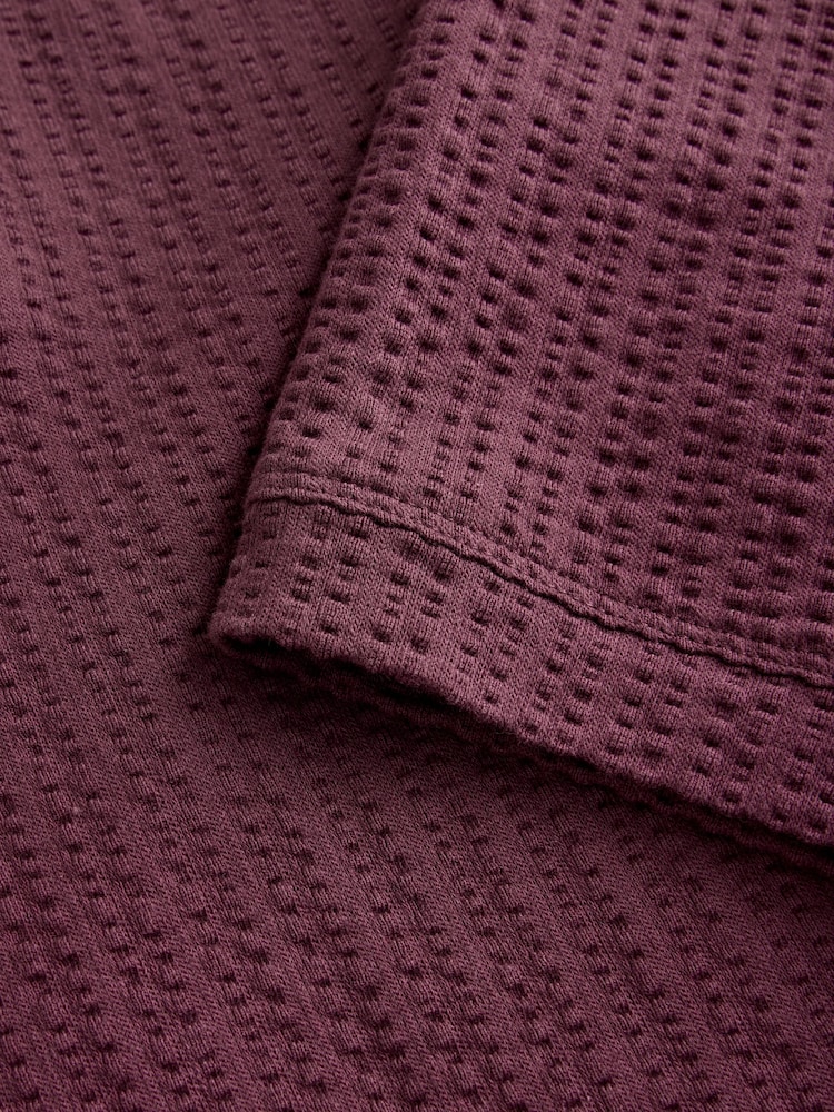 Burgundy Red Seersucker Trophy Neck Textured Polo Shirt - Image 7 of 7 Burgundy Red Seersucker Trophy Neck Textured Polo Shirt - Image 7 of 7